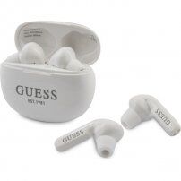 Guess True Wireless bezdrôtové slúchadlá s nabíjacím puzdrom pre Apple zariadenia - biela