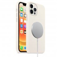 Silikónový kryt s podporou nabíjania Magsafe pre iPhone 12 Pro Max - biely