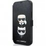 Karl Lagerfeld Saffiano K&C Heads peňaženkové puzdro pre iPhone 12 mini - čierne
