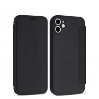 Flipové silikónové puzdro s kapsou na kartu pre iPhone 11 Pro Max - čierne