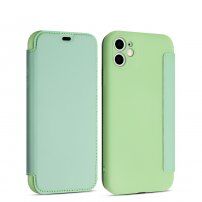 Flipové silikónové puzdro s kapsou na kartu pre iPhone 11 Pro Max - zelené