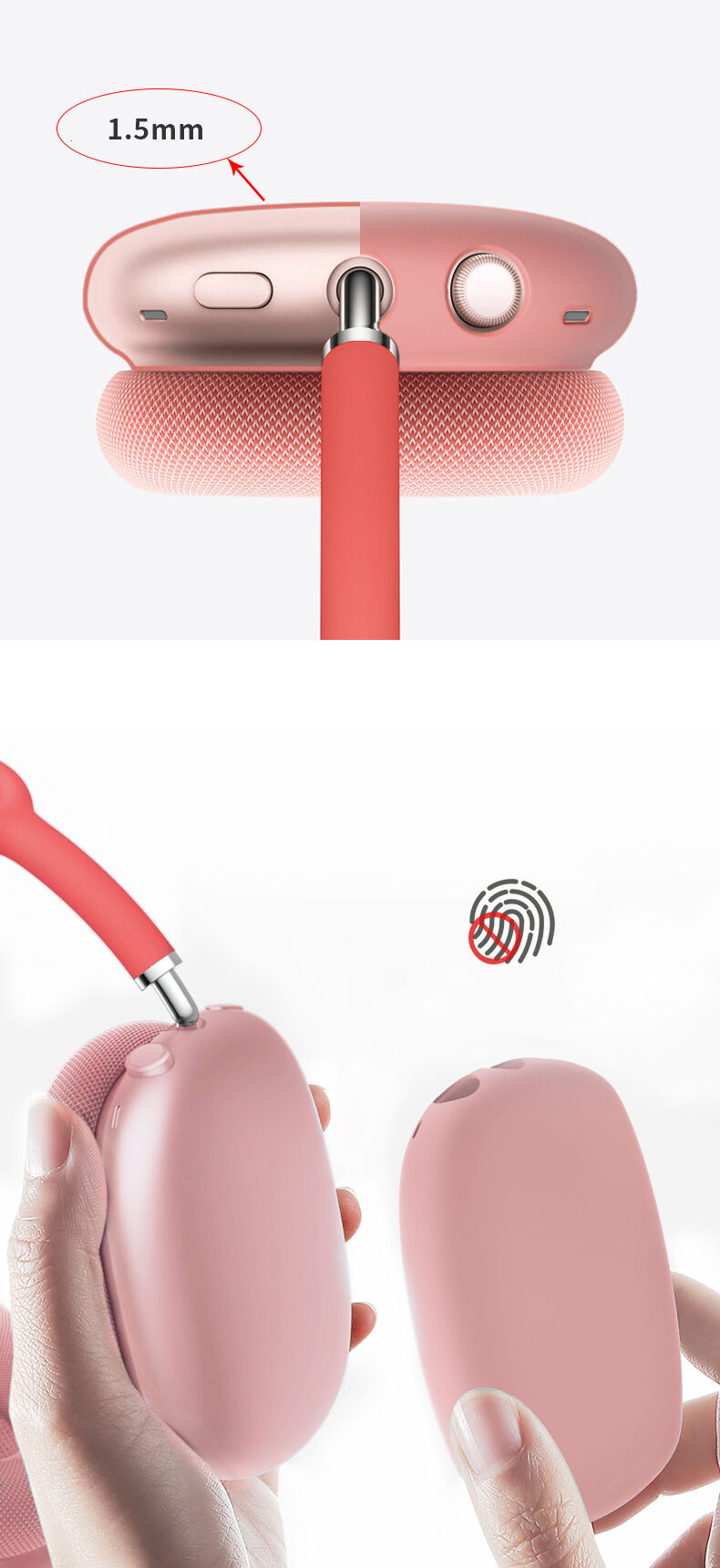 Silikónové kryty slúchadiel pre AirPods Max 1 / 2 - biele