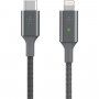 Belkin Boost Charge LED opletený kábel s konektormi USB-C / Lightning – 1,2m - strieborný