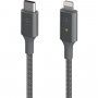 Belkin Boost Charge LED opletený kábel s konektormi USB-C / Lightning – 1,2m - strieborný
