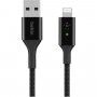 BELKIN Boost Charge LED opletený dátový a nabíjací kábel USB-A 2.0 / Lightning pre iPhone / iPad / iPod / AirPods - 1,2 m - čierny