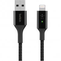 BELKIN Boost Charge LED opletený dátový a nabíjací kábel USB-A 2.0 / Lightning pre iPhone / iPad / iPod / AirPods - 1,2 m - čierny