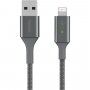 BELKIN Boost Charge LED opletený dátový a nabíjací kábel USB-A 2.0 / Lightning pre iPhone / iPad / iPod / AirPods - 1,2 m - strieborný