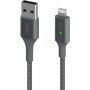 BELKIN Boost Charge LED opletený dátový a nabíjací kábel USB-A 2.0 / Lightning pre iPhone / iPad / iPod / AirPods - 1,2 m - strieborný
