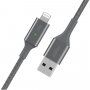 BELKIN Boost Charge LED opletený dátový a nabíjací kábel USB-A 2.0 / Lightning pre iPhone / iPad / iPod / AirPods - 1,2 m - strieborný
