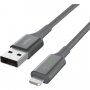 BELKIN Boost Charge LED opletený dátový a nabíjací kábel USB-A 2.0 / Lightning pre iPhone / iPad / iPod / AirPods - 1,2 m - strieborný