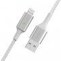 BELKIN Boost Charge LED opletený dátový a nabíjací kábel USB-A 2.0 / Lightning pre iPhone / iPad / iPod / AirPods - 1,2 m - biely