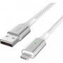 BELKIN Boost Charge LED opletený dátový a nabíjací kábel USB-A 2.0 / Lightning pre iPhone / iPad / iPod / AirPods - 1,2 m - biely