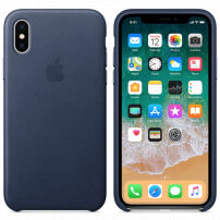 Originálne kožené puzdro pre Apple iPhone XS / iPhone X – polnočne modré