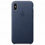 Originálne kožené puzdro pre Apple iPhone XS / iPhone X – polnočne modré