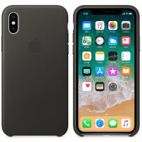 Originálne Apple kožené puzdro pre iPhone X / XS – uhľovo sivé