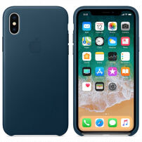 Originálne kožené puzdro pre Apple iPhone XS / iPhone X – vesmírne modré