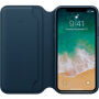 Originálne kožené puzdro Folio pre Apple iPhone XS / iPhone X – vesmírne modré
