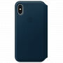 Originálne kožené puzdro Folio pre Apple iPhone XS / iPhone X – vesmírne modré