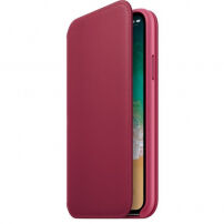 Originálne kožené puzdro Folio pre Apple iPhone XS / iPhone X – malinové