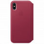 Originálne kožené puzdro Folio pre Apple iPhone XS / iPhone X – malinové