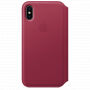 Originálne kožené puzdro Folio pre Apple iPhone XS / iPhone X – malinové