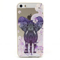 Kryt s diamantovým reliéfom na Apple iPhone 5 / 5S / SE (2016) - Slon a kvetiny