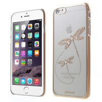X-FITTED kryt na Apple iPhone 6 Plus/6S Plus - zlatý s&nbsp;vážkami a&nbsp;kamienky Swarovski