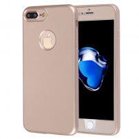Plastový obal na iPhone 8 Plus/7 Plus s 360° ochranou – chráni prednú aj zadnú stranu – zlatý