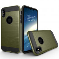 Odolný ochranný kryt na iPhone XS / iPhone X – brúsená textúra – tmavozelená