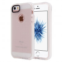 Polopriehľadný ochranný kryt na iPhone 5 / 5S / SE (2016) s tkanou textúrou – biely