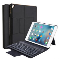 Kryt z umelej kože s bezdrôtovou klávesnicou pre Apple iPad 9,7/iPad Pro 9,7/iPad Air/iPad Air 2 – čierny