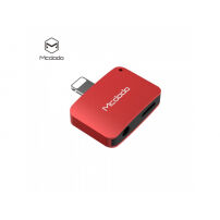 MCDODO redukcia s lightning a jack 3,5 konektorom pre Apple iPhone – červená