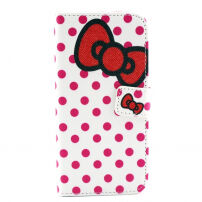 Puzdro pre Apple iPhone 6 / 6S - biele s&nbsp;bodkami a&nbsp;mašľou