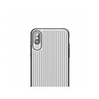 MCDODO ochranný kryt s plastickým vzorom pre Apple iPhone XS / iPhone X – strieborný
