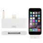 Redukcia / adaptér 30pin konektor na lightning s&nbsp;audio 3,5 mm jack konektorom pre iPhone 6 Plus / 6S Plus - biela