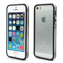 Puzdro / kryt bumper pre Apple iPhone 5 / 5S / SE (2016) – čierny / priehľadný