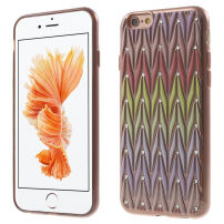 Ochranný kryt s&nbsp;dizajnom drahokamov pre Apple iPhone 6 / 6S - červeno-zlatý