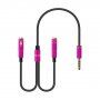 Redukcia / audio prepájací kábel na slúchadlá a mikrofón jack 3,5 mm na 2× jack 3,5 mm - ružový
