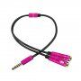Redukcia / audio prepájací kábel na slúchadlá a mikrofón jack 3,5 mm na 2× jack 3,5 mm - ružový