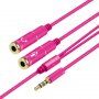 Redukcia / audio prepájací kábel na slúchadlá a mikrofón jack 3,5 mm na 2× jack 3,5 mm - ružový