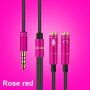 Redukcia / audio prepájací kábel na slúchadlá a mikrofón jack 3,5 mm na 2× jack 3,5 mm - ružový