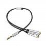 Redukcia / audio prepájací kábel na slúchadlá a mikrofón jack 3,5 mm na 2× jack 3,5 mm - strieborný