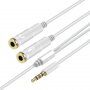 Redukcia / audio prepájací kábel na slúchadlá a mikrofón jack 3,5 mm na 2× jack 3,5 mm - strieborný