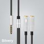 Redukcia / audio prepájací kábel na slúchadlá a mikrofón jack 3,5 mm na 2× jack 3,5 mm - strieborný