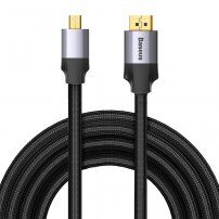Baseus vysokorýchlostný opletený kábel s konektormi Mini DP / DP – 3m - čierny