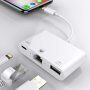 NK-107 3 v 1 Adaptér OTG s lightning konektorom na Ethernet + USB + lightning pre iPhone / iPad - biely