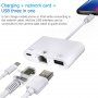 NK-107 3 v 1 Adaptér OTG s lightning konektorom na Ethernet + USB + lightning pre iPhone / iPad - biely