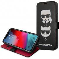 Karl Lagerfeld Heads flipové puzdro pre iPhone 12 mini - čierne