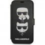 Karl Lagerfeld Heads flipové puzdro pre iPhone 12 mini - čierne