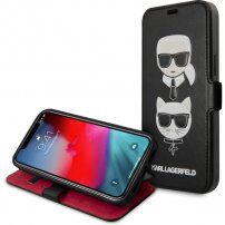 Karl Lagerfeld Heads flipové puzdro pre iPhone 12 Pro Max - čierne
